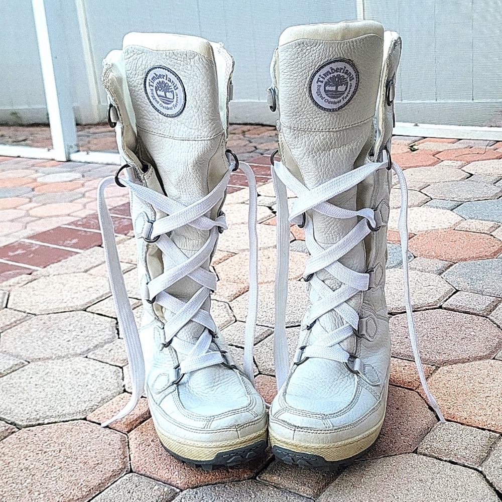 RARE Timberland Mukluk white lace up snow boot size 7